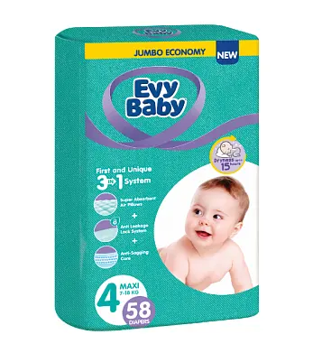 Evy Baby макси джумбо подгузники 7-18 кг 58 шт