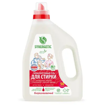 Synergetic fresh гель для стирки спортивной одежды 1,5 л 50 стирок 