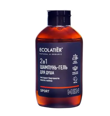 Ecolatier мужской шампунь и гель для душа 2 в 1 sport 400 мл 