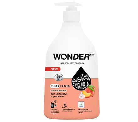 Wonder Lab экогель для рук и умывания розовые персики 0.54 л