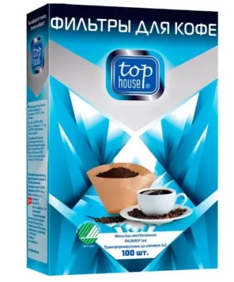 HOUSE фильтры для кофе неотбеленные размер 1х4 100 шт в коробке 