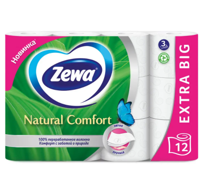 Zewa natural comfort туалетная бумага 3 слоя 12 рулонов 