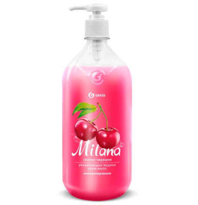 Grass крем мыло жидкое увлажняющее milana спелая черешня флакон 1000 мл 