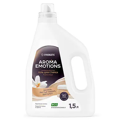 Synergetic гель для стирки aroma emotions табак ваниль 1,5 л