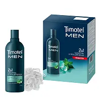 Подарочный набор Timotei Men Чистота и Комфорт 2026 шампунь для волос и гель для душа 2 в1 360 мл+мочалка