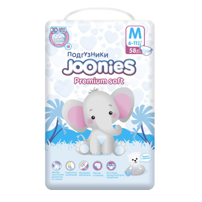 JOONIES Premium Soft Подгузники, размер M 
