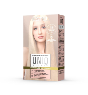 Estel uniq sense ухаживающая краска блеск без аммиака для волос 10.0 светлый блондин 