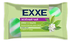 Exxe косметическое крем-мыло 1+1 зеленый чай 4 шт*75 г зеленое полосатое экопак