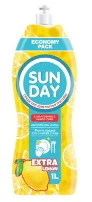 Sunday средство для мытья посуды экстра лимон парфюмированное 1л 