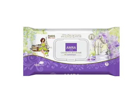 Amra салфетки влажные освежающие paris 120 шт