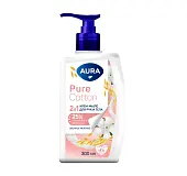 Aura Pure cotton крем мыло 2 в1 для рук и тела хлопок и овсяное молоко флакон дозатор 300 мл