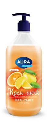 Aura крем мыло шёлк и цитрус new флакон дозатор 1000 мл 