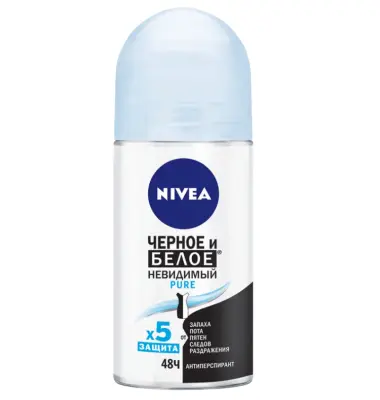 Nivea део шарик женский для черного и белого невидимая защита pure 50 мл 