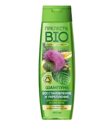 Прелесть Био шампунь восстановление и укрепление для поврежд и сухих волос с репейным маслом 400 мл 