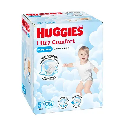 Huggies ultra comfort 5 12-22 кг подгузники 84 шт для мальчиков