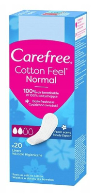 Carefree салфетки cotton feel fresh c ароматом свежести 20 шт стикер 