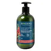 Biodepo шампунь натуральный для роста волос с эфирными маслами розмарина и экстрактом красного перца 475 мл