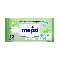 Mepsi влажные салфетки алое вера детские care 72 шт