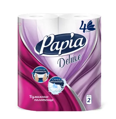 Papia бумажные полотенца белые четырёхслойные 2шт 