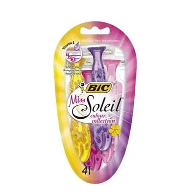 Bic станки одноразовые miss soleil colour 4 шт с тремя лезвиями