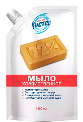 Мистер Чистер хозяйственное жидкое мыло дой пак 1 л