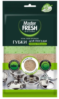 Master FRESH эко губки для посуды из агавы xxl размер крупнопористый поролон 2шт 