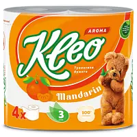 Бумага туалетная  'Kleo' аромат Мандарин, 3 слоя, 4 рулона