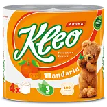 Бумага туалетная  'Kleo' аромат Мандарин, 3 слоя, 4 рулона