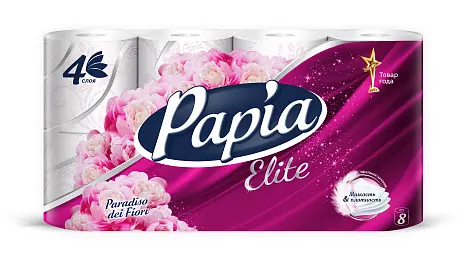 Papia elite paradiso fiori туалетная бумага белая с рисунком четырёхслойная 8 шт