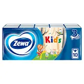 Zewa носовые платочки kids 3 х слойные белые 1 шт =1 пачка 1 уп по 10 платочков