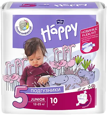 Подгузники для детей BELLA Happy 10 шт, вес 12-25 кг (5 мес)