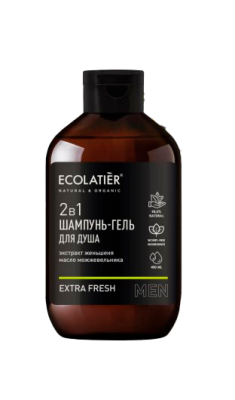 Ecolatier Мужской шампунь и гель для душа 2 в 1 Extra Fresh, 400 мл 