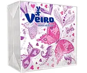 Veiro салфетки однослойные с рисунком бабочки 24*24 50 листов