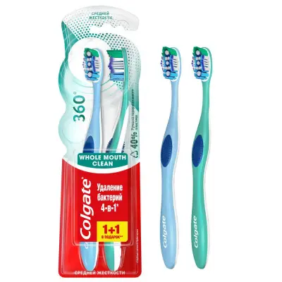 Colgate зубная щетка 360 суперчистота средняя 1+1 промо 