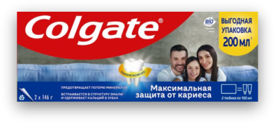 Colgate зубная паста максимальная защита от кариеса свежая мята 100 мл + 100 мл 