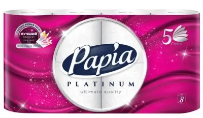 papia platinum туалетная бумага белая пятислойная 8 шт 