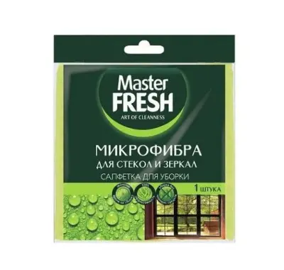 Master FRESH микрофибра салфетка для стекол и зеркал 1 шт 30*30 см 