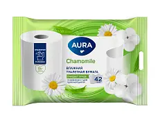 Aura набор влажная туалетная бумага 42 шт со стриплентой по 10 шт