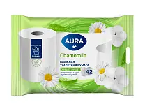 Aura набор влажная туалетная бумага 42 шт со стриплентой по 10 шт