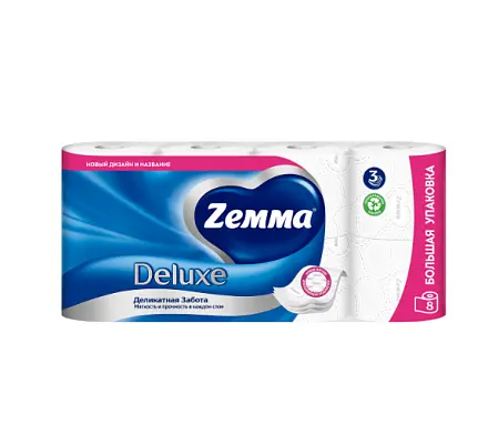 Zemma deluxe туалетная бумага деликатная забота 3 слоя 8 рулона