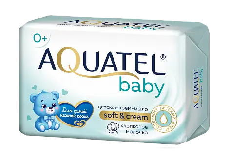 Aquatel baby крем мыло твердое хлопковое молочко 90 г