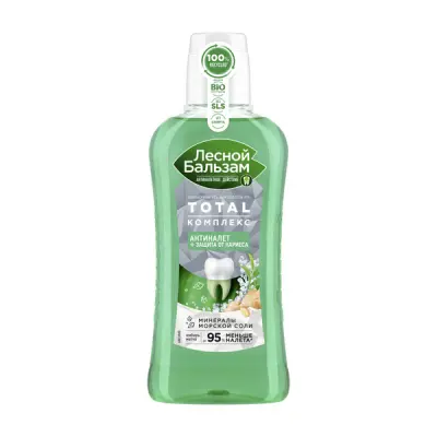Лесной бальзам ополаскиватель для полости рта комплекс с морской солью имбирем и чаем матча 400 мл 