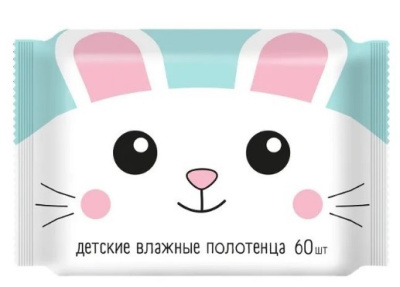 Влажные полотенца №60 детские универсальные с ромашкой  алоэ вера и витамином e 