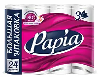 Papia туалетная бумага белая трёхслойная 24 шт