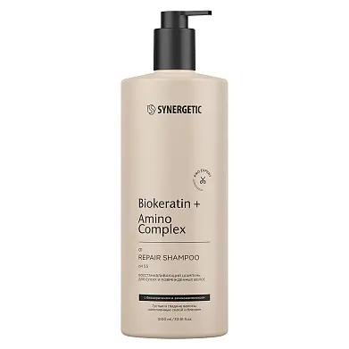 Synergetic восстанавливающий шампунь pro expert repair shampoo biokeratin + amino complex 1000 мл
