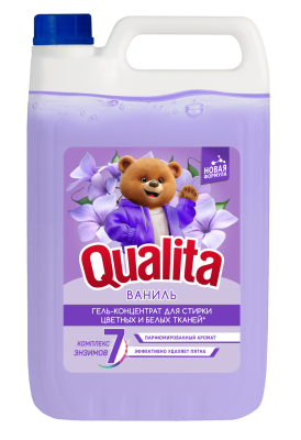 Qualita гель для стирки концентрат для цветных и белых тканей ваниль сп канистра 5000 мл 