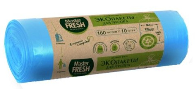 Master FRESH эко пакеты для мусора 160л 10шт голубые 