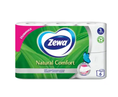 Zewa natural comfort туалетная бумага 3 слоя 6 рулонов 