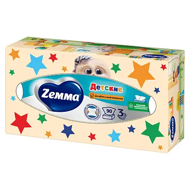 Zemma салфетки для лица 3 х слойные детские 3 сл 90 шт
