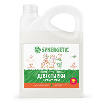 Synergetic биоразлагаемый концентрированный гель для стирки для цветного белья 2,75 л 90 стирок 